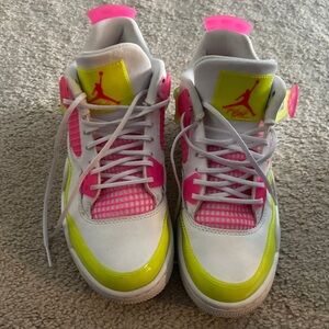 Nike Air Jordan 4 Retro White Gs Lemon Venom sz 5 youth
